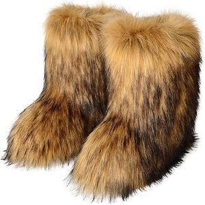 Faux Fur Boots in Brown and Black